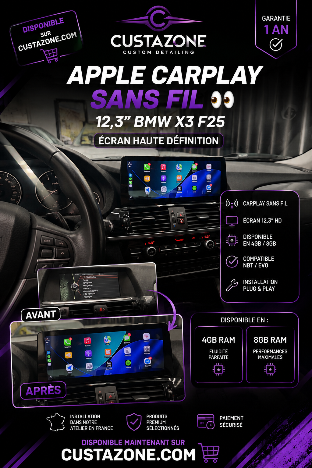CarPlay 12,3" X3 F25 / X4 F26